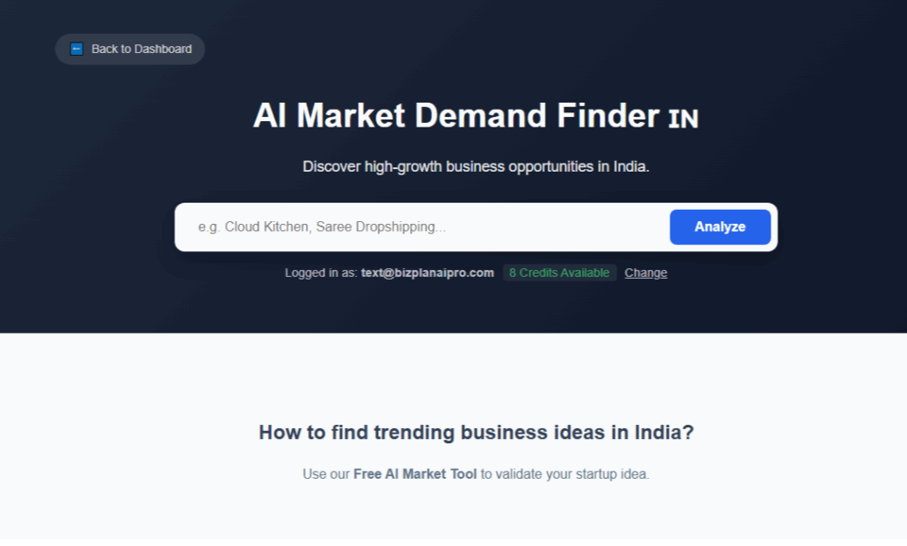 Validate Your Startup Idea in Seconds: Introducing India’s First AI Market Demand Finder 1 AI Market Research Tool India